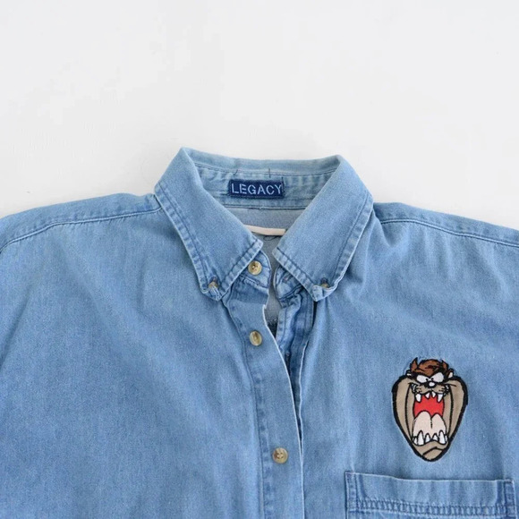 Vintage Legacy Button Down Denim "Tazmanian Devil" Shirt - Picture 13 of 13